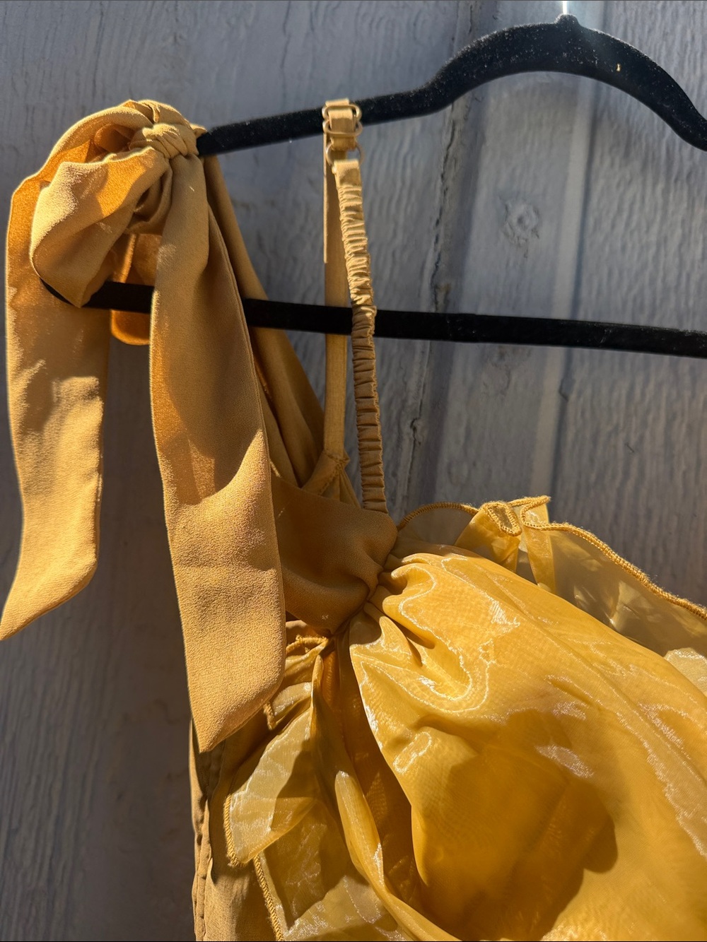 For Love and Lemons Yellow Tie-Strap Midi Dress Size: M - Picture 5 of 9